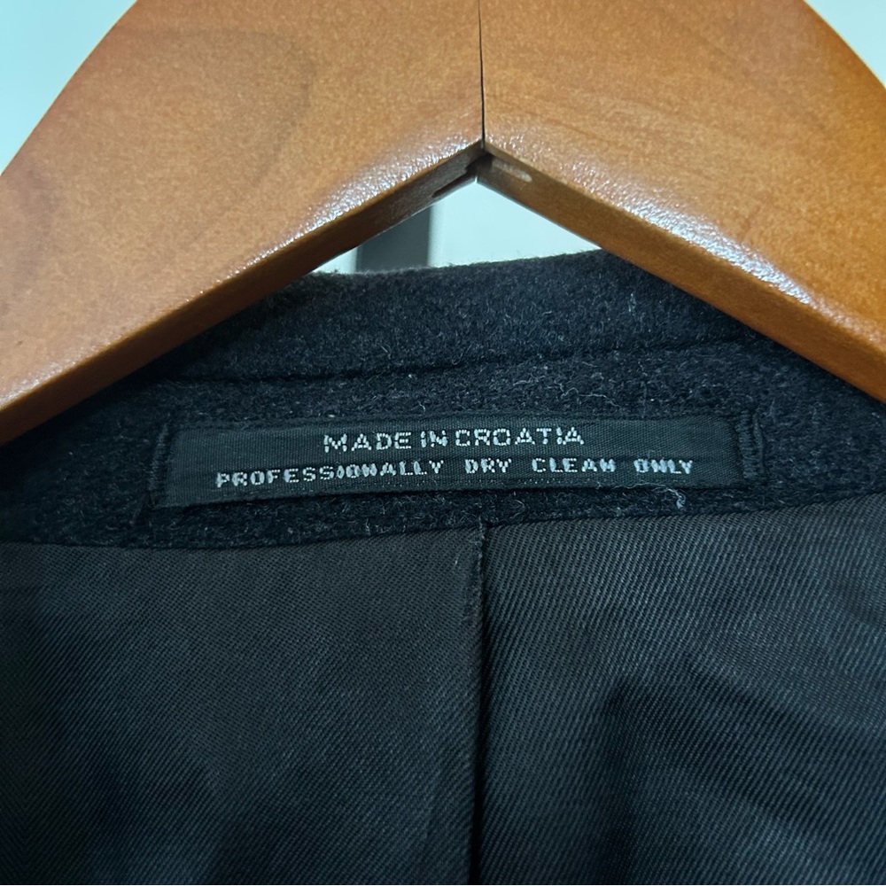 Vintage Filene's The Men's Store Wool Overcoat Long Coat Black Made In Croatia - Picture 3 of 8
